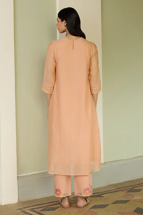 Peach Applique Floral Co-ord Set