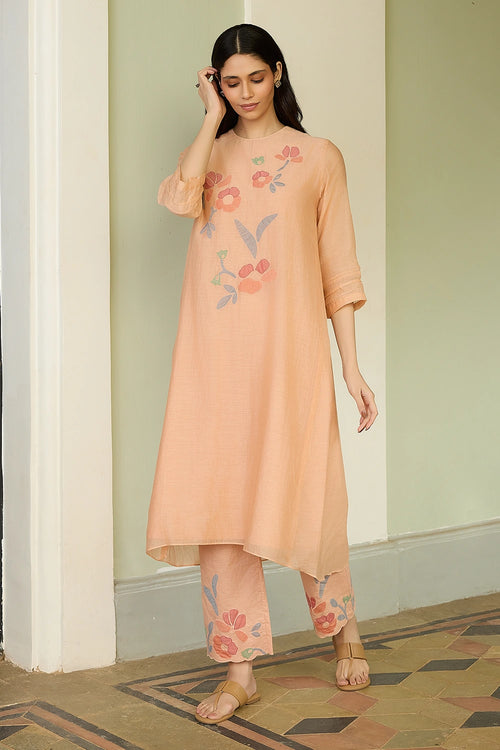 Peach Applique Floral Co-ord Set