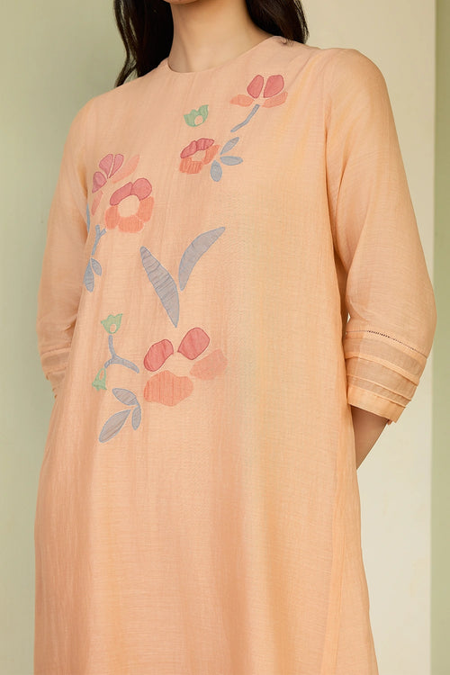 Peach Applique Floral Co-ord Set