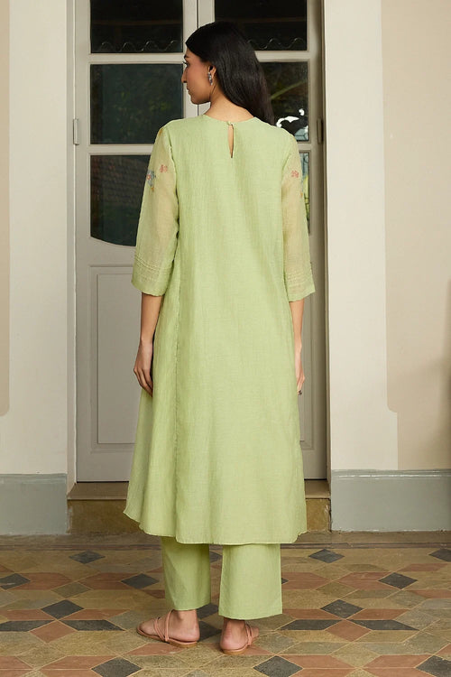 Lime Embroidered Floral Co-ord Set