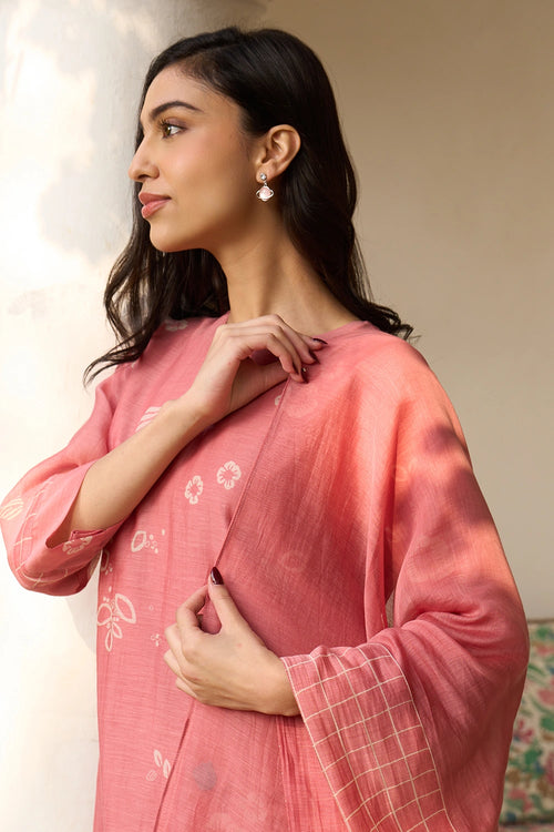 Hibiscus Floral Kurta Set with Dupatta