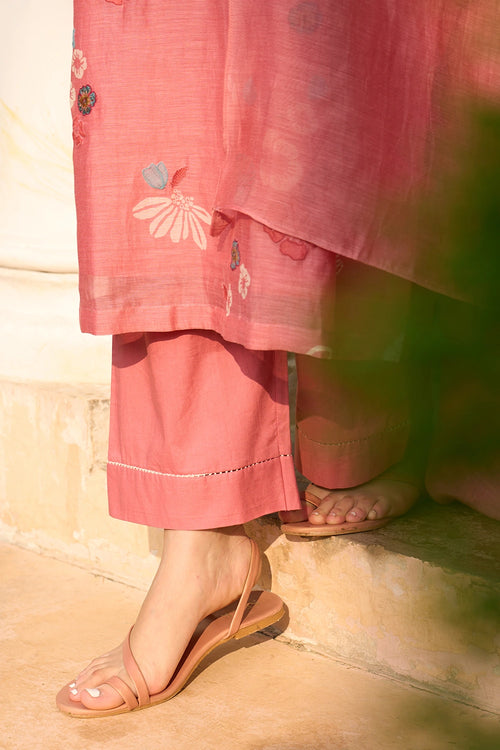 Hibiscus Floral Kurta Set with Dupatta