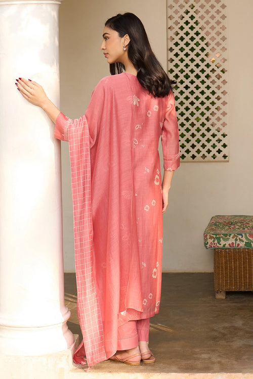 Hibiscus Floral Kurta Set with Dupatta