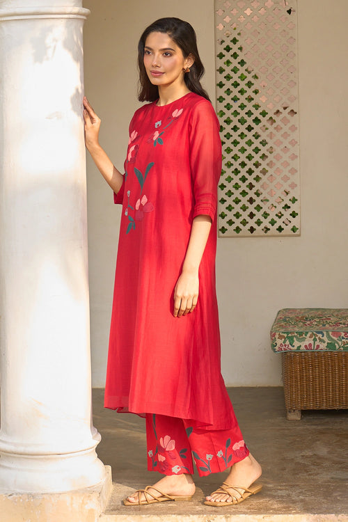 Cherry Red Applique Co-ord Set