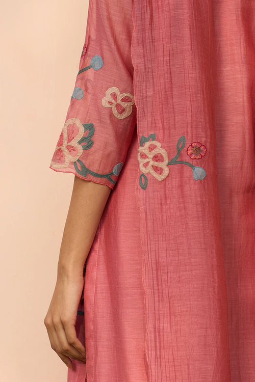 Hibiscus Applique Kurta Set with Dupatta