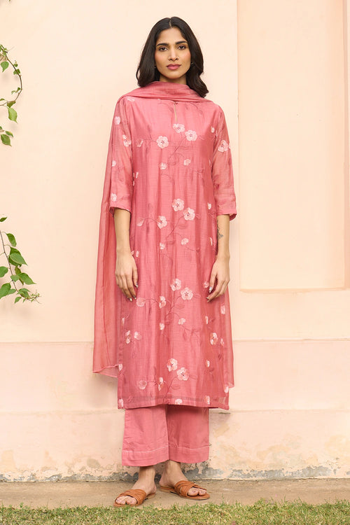 Hibiscus Embroidered Kurta Set