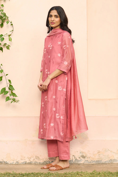 Hibiscus Embroidered Kurta Set
