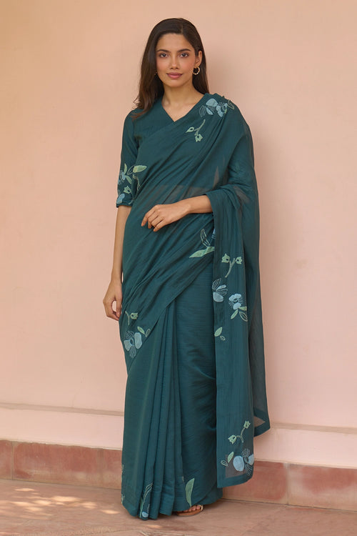 Jade Applique Bloom Saree