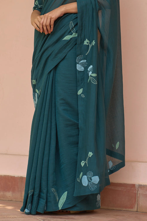 Jade Applique Bloom Saree