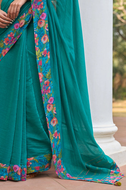 Teal Bloom Saree