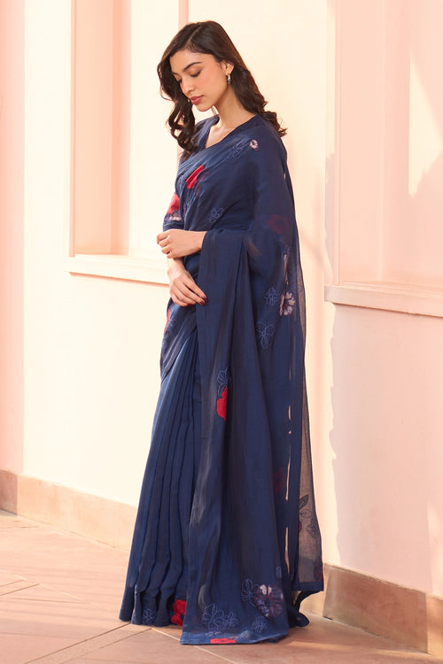 Sapphire Floral Applique Saree