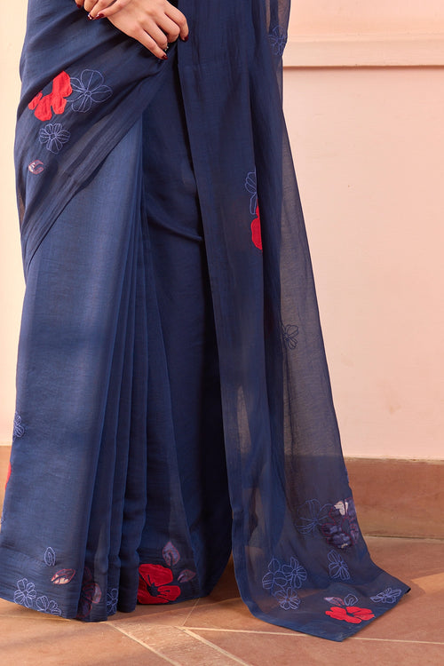 Sapphire Floral Applique Saree