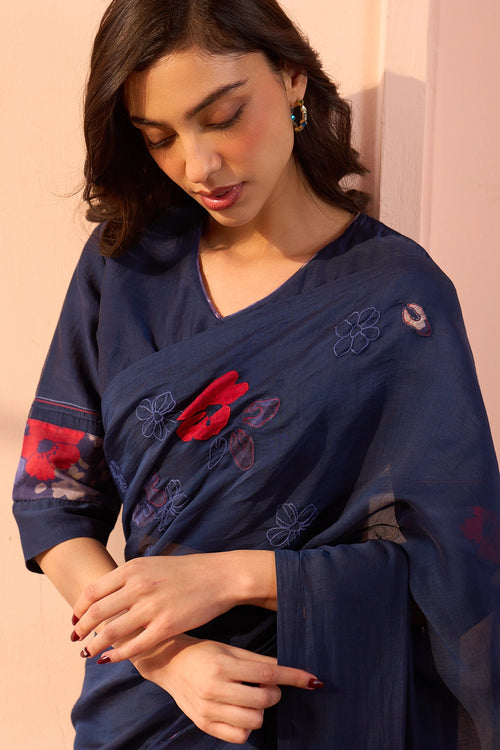 Sapphire Floral Applique Saree