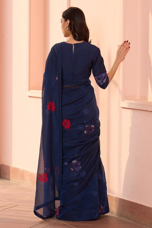 Sapphire Floral Applique Saree