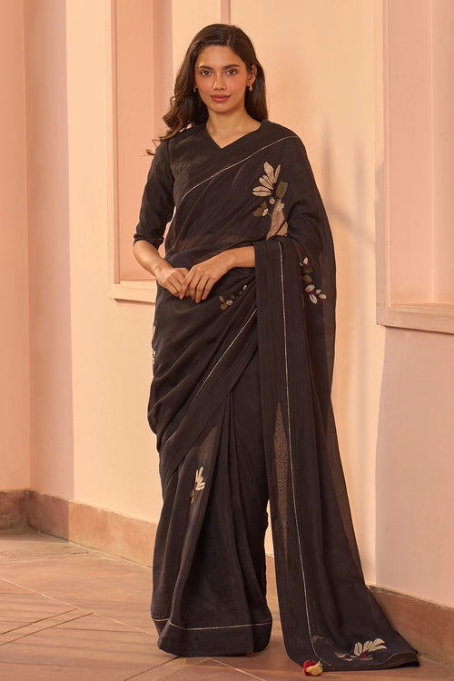 Noir Applique Saree