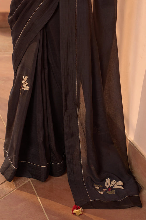 Noir Applique Saree