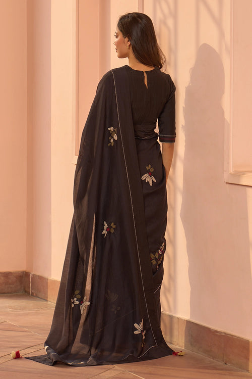 Noir Applique Saree