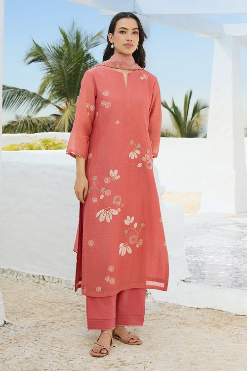 Hibiscus Floral Applique Kurta Set