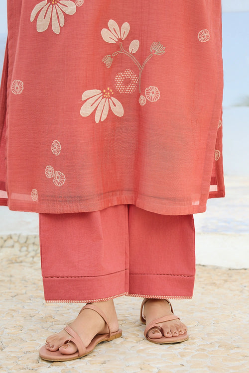 Hibiscus Floral Applique Kurta Set