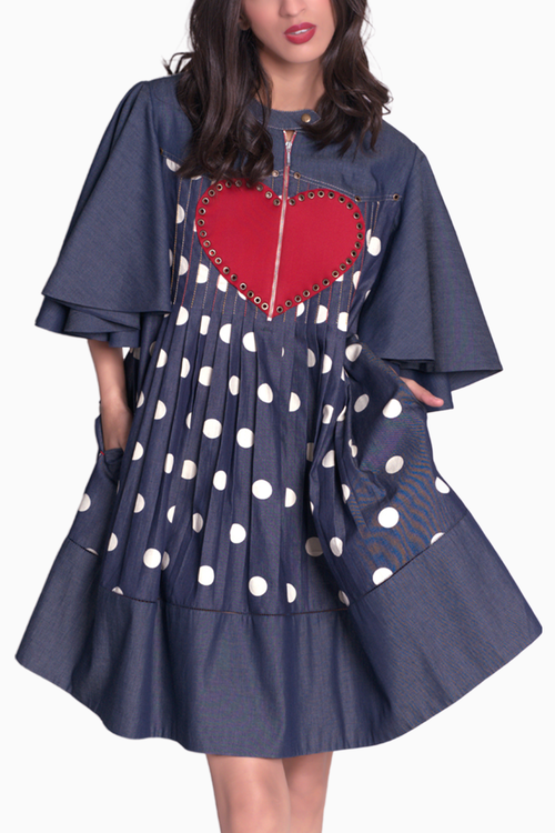 Vanessa Polka Denim Dress