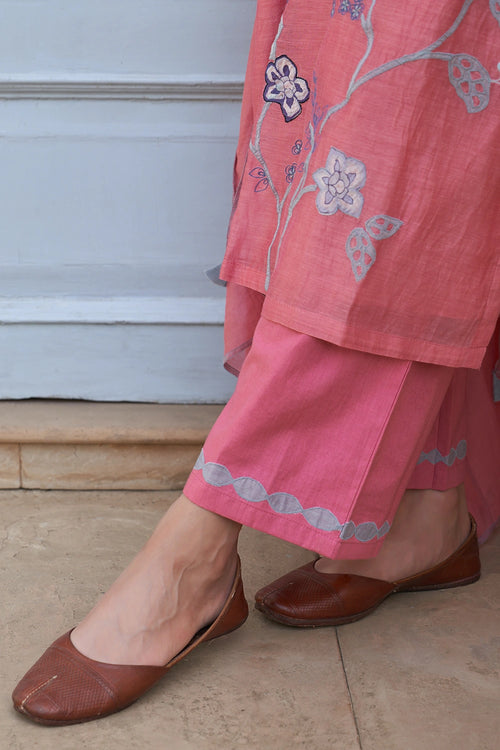 Peony Applique Embroidered Kurta Set