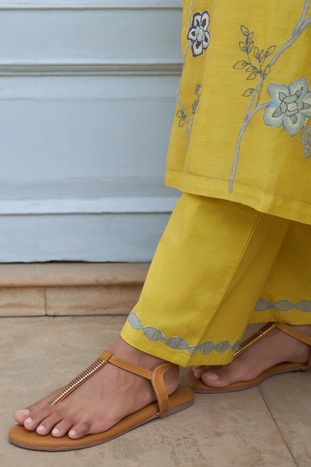 Daffodil Applique Embroidered Kurta Set