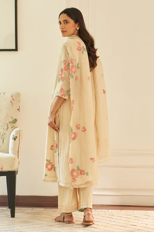 Ecru Applique Kurta Set