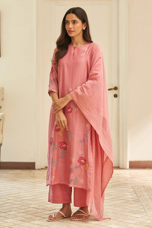 Peony Floral Applique Kurta Set