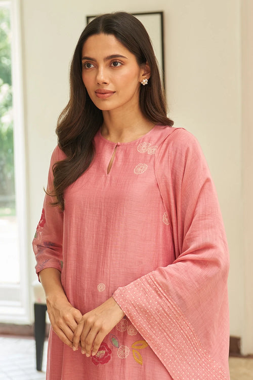 Peony Floral Applique Kurta Set