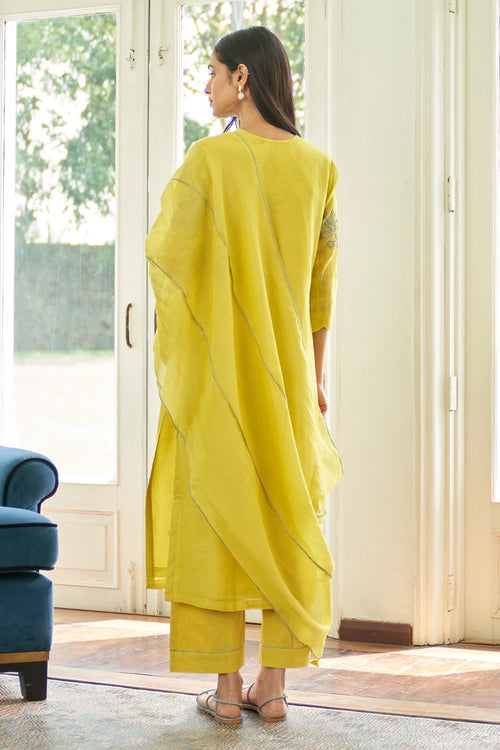 Daffodil Applique Floral Kurta Set