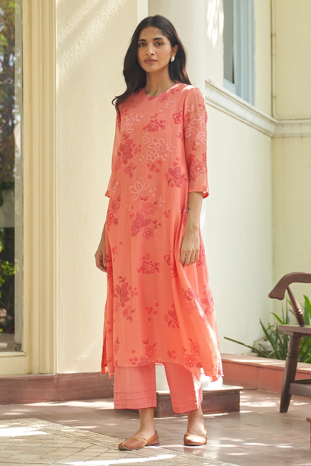 Hibiscus Floral Embroidered Co-ord Set