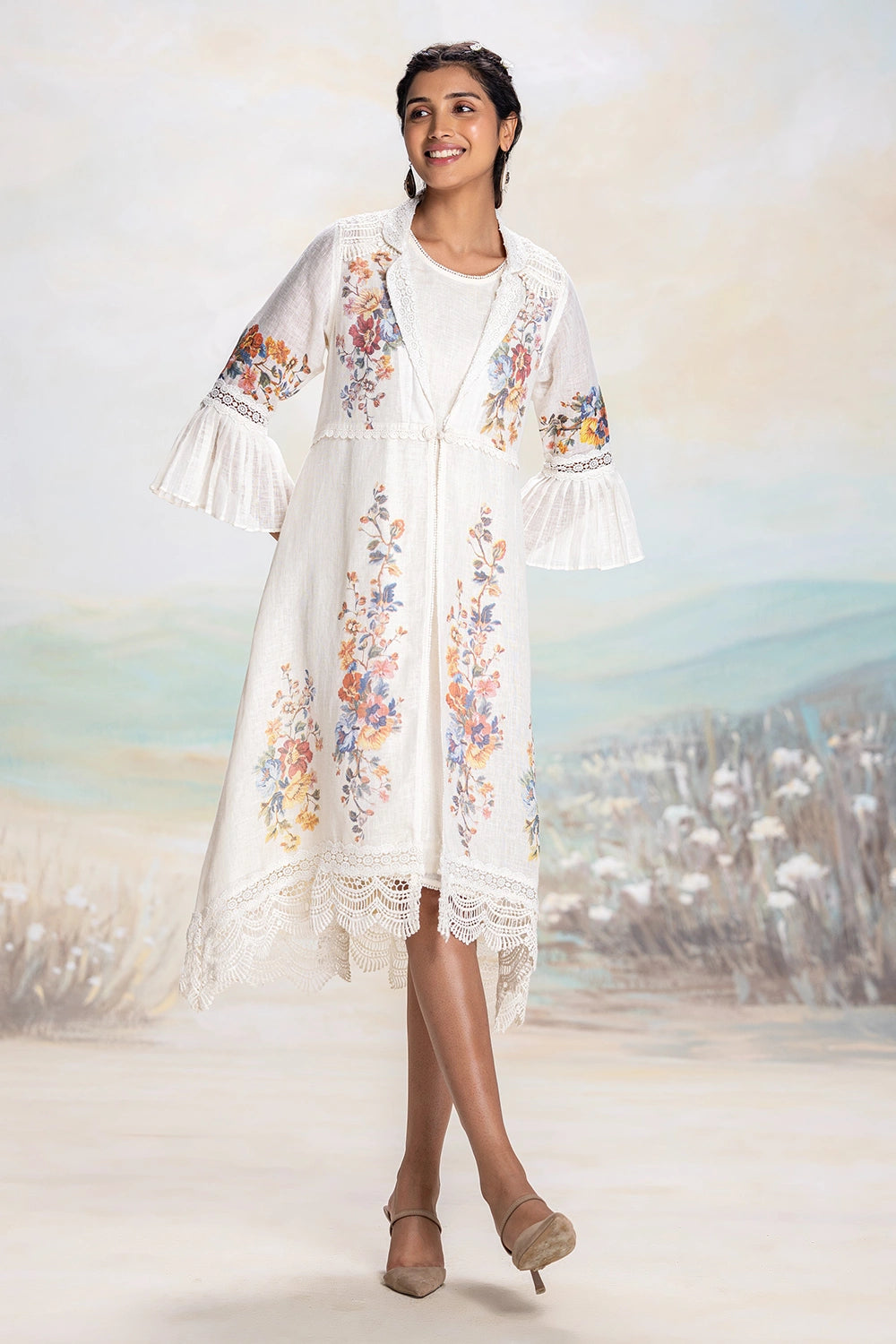 Vintage Rosa Tint White Jacket set