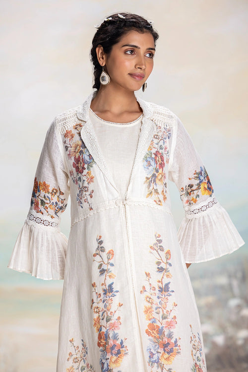 Vintage Rosa Tint White Jacket set