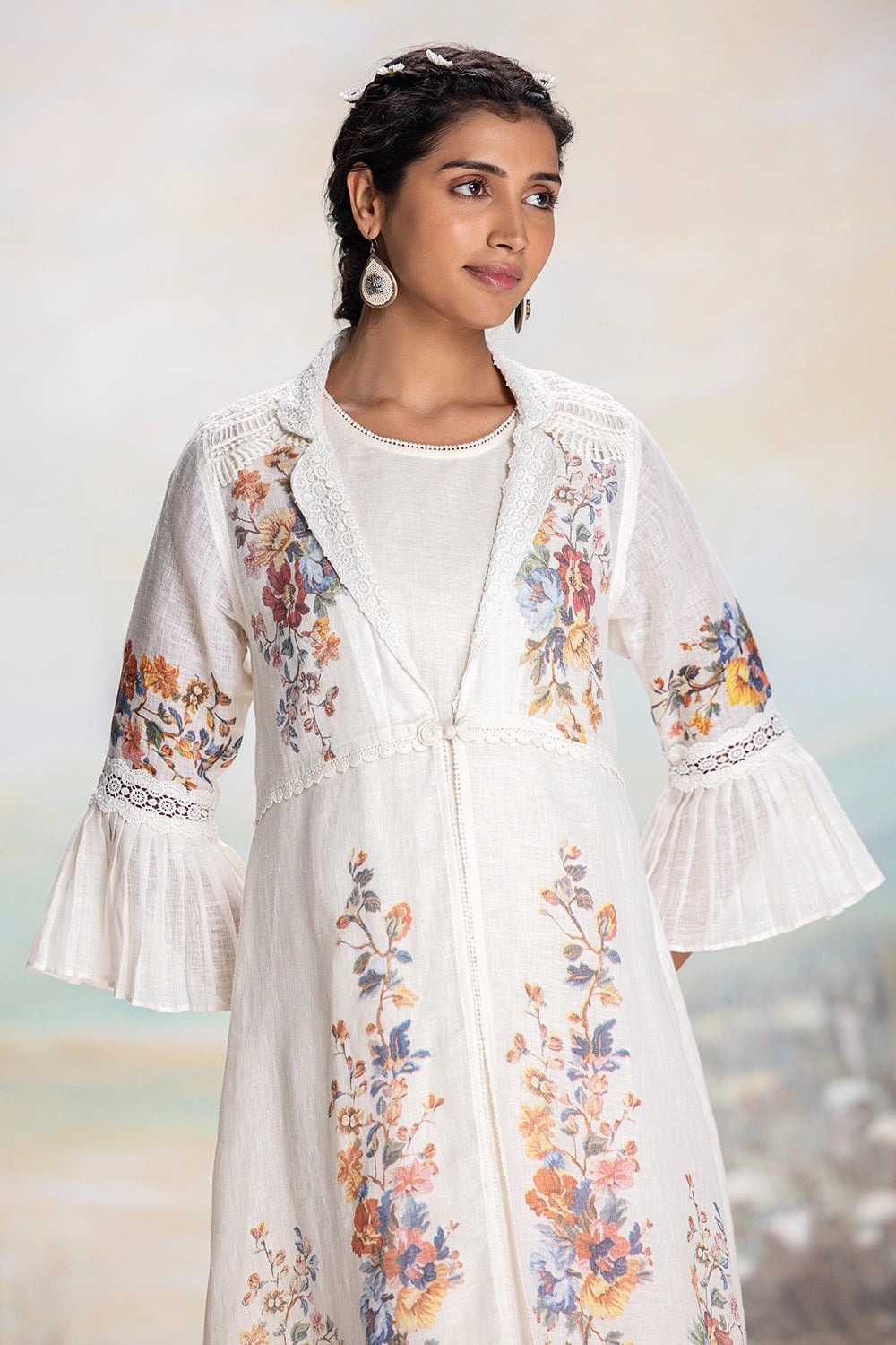 Vintage Rosa Tint White Jacket set