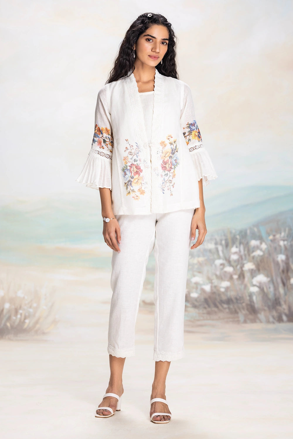 Vintage Rosa Tree Jacket White Co-Ord Set