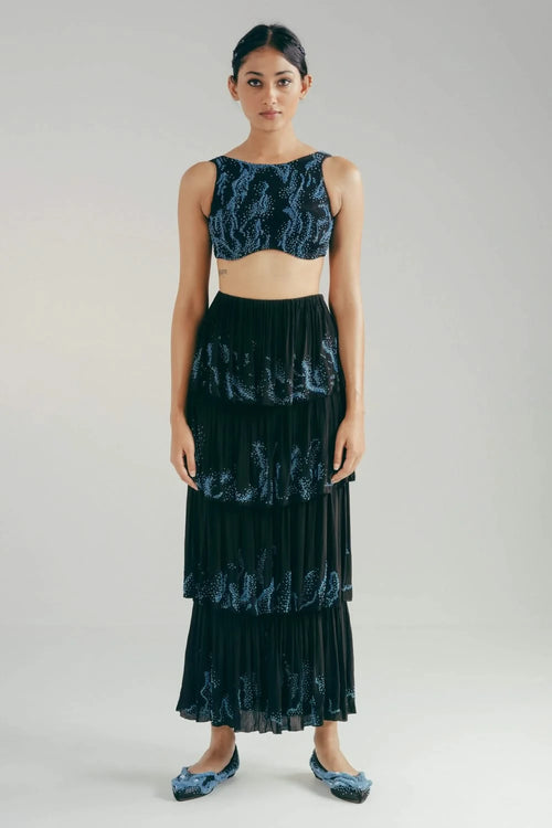 The Droplets Bustier and Tiered Skirt Set
