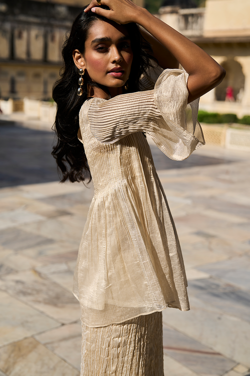 Pleated Tissue A-line Blouse