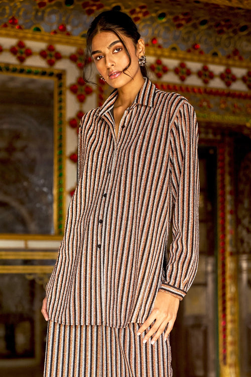 Shimmer Stripe Knit Shirt