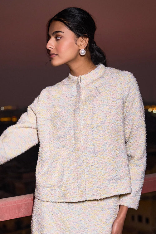 Pastel Boucle Jacket and Skirt