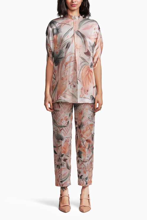 Earthen Leaf Print Co-ord Set
