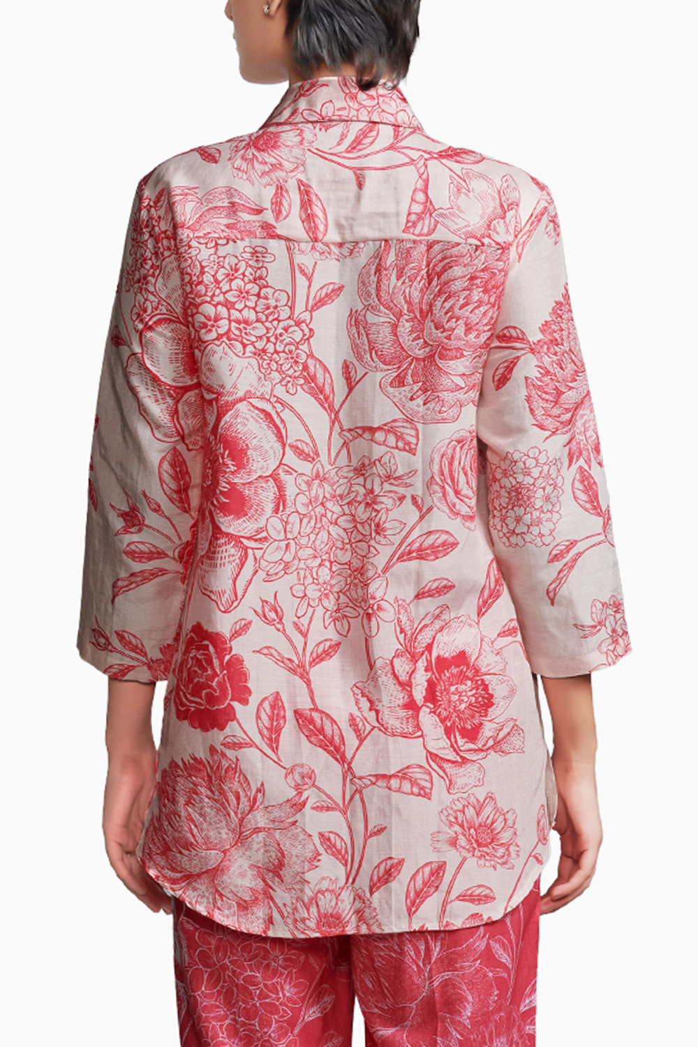 Peach Floral Print Shirt