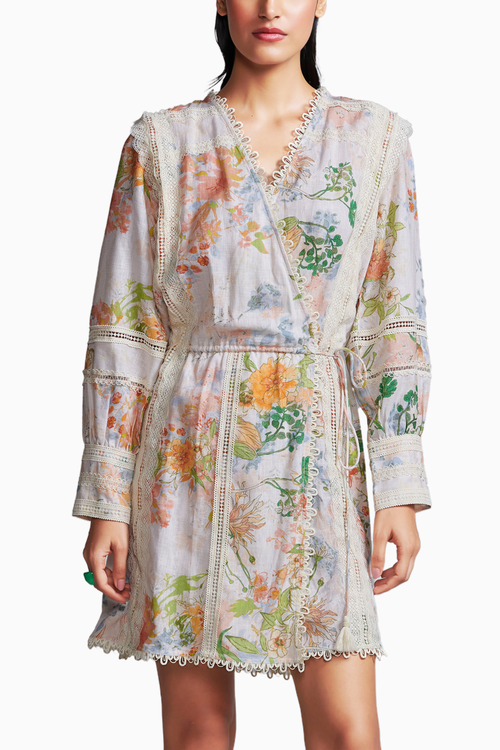Lace Linen Wrap Dress