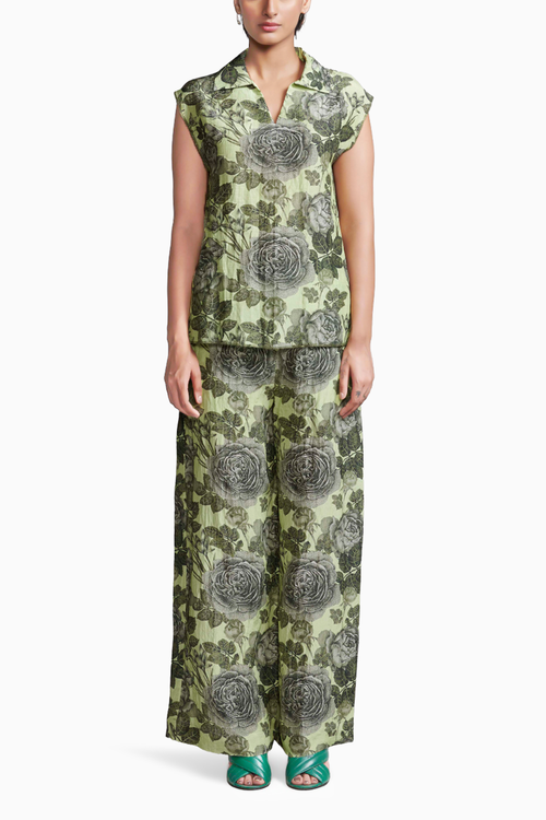 Floral Linen Sleeveless Co-ord Set