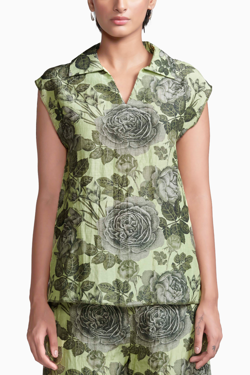 Floral Linen Sleeveless Top
