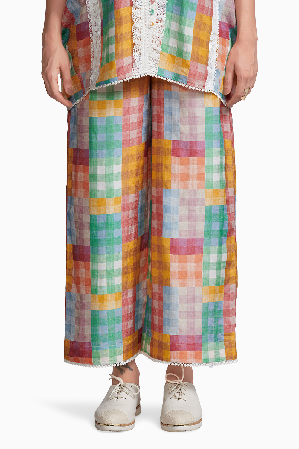 Multicolour Check and Lace Co-ord Set