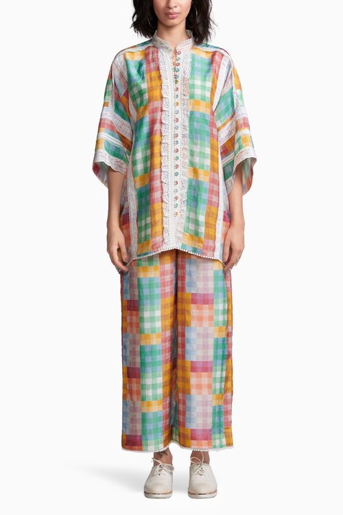 Multicolour Check and Lace Co-ord Set