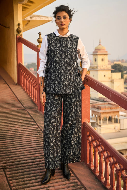 Denim Jacquard Overlay and Pant Set
