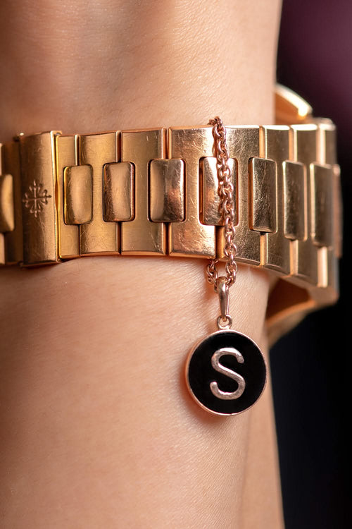 Personalised Enamel Chain Watch 14KT Gold Charm