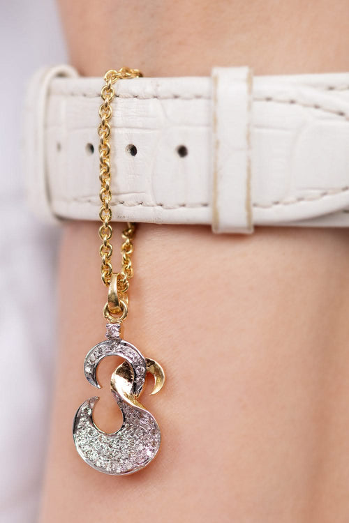 OM Diamond Chain Watch 14KT Gold Charm
