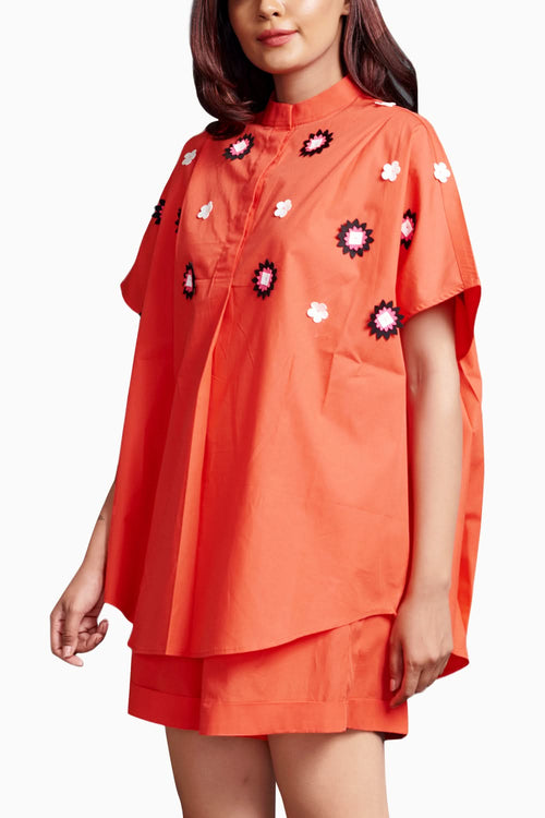 Orange Embroidered Co-ord Set